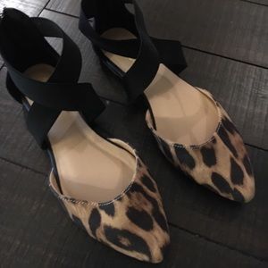 Sugar leopard flats with crisscross elastic